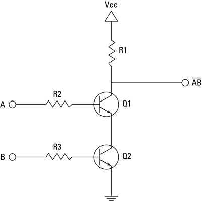 A circuit diagram of the NAND gate circuit described above.